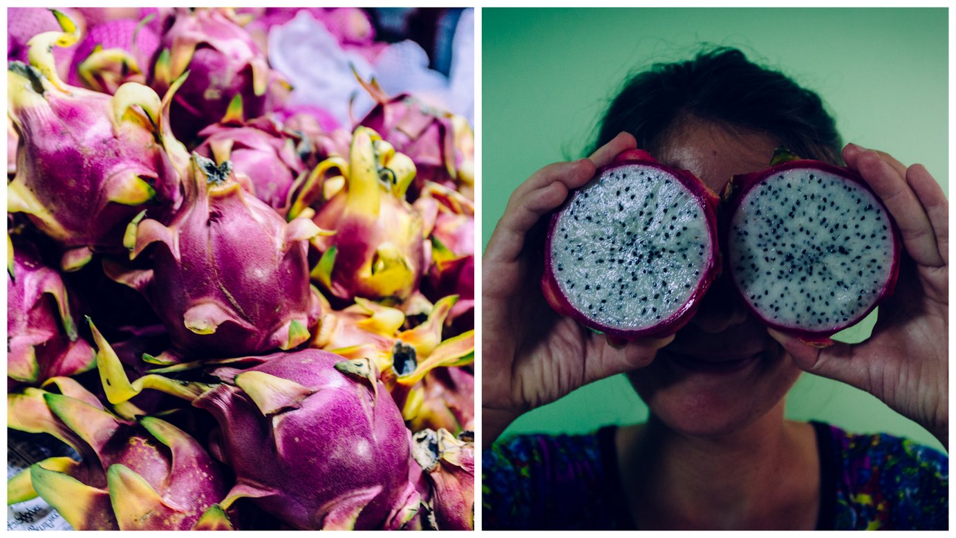 Dragon fruit. Ładnie wygląda, ale w zasadzie jest bez smaku.